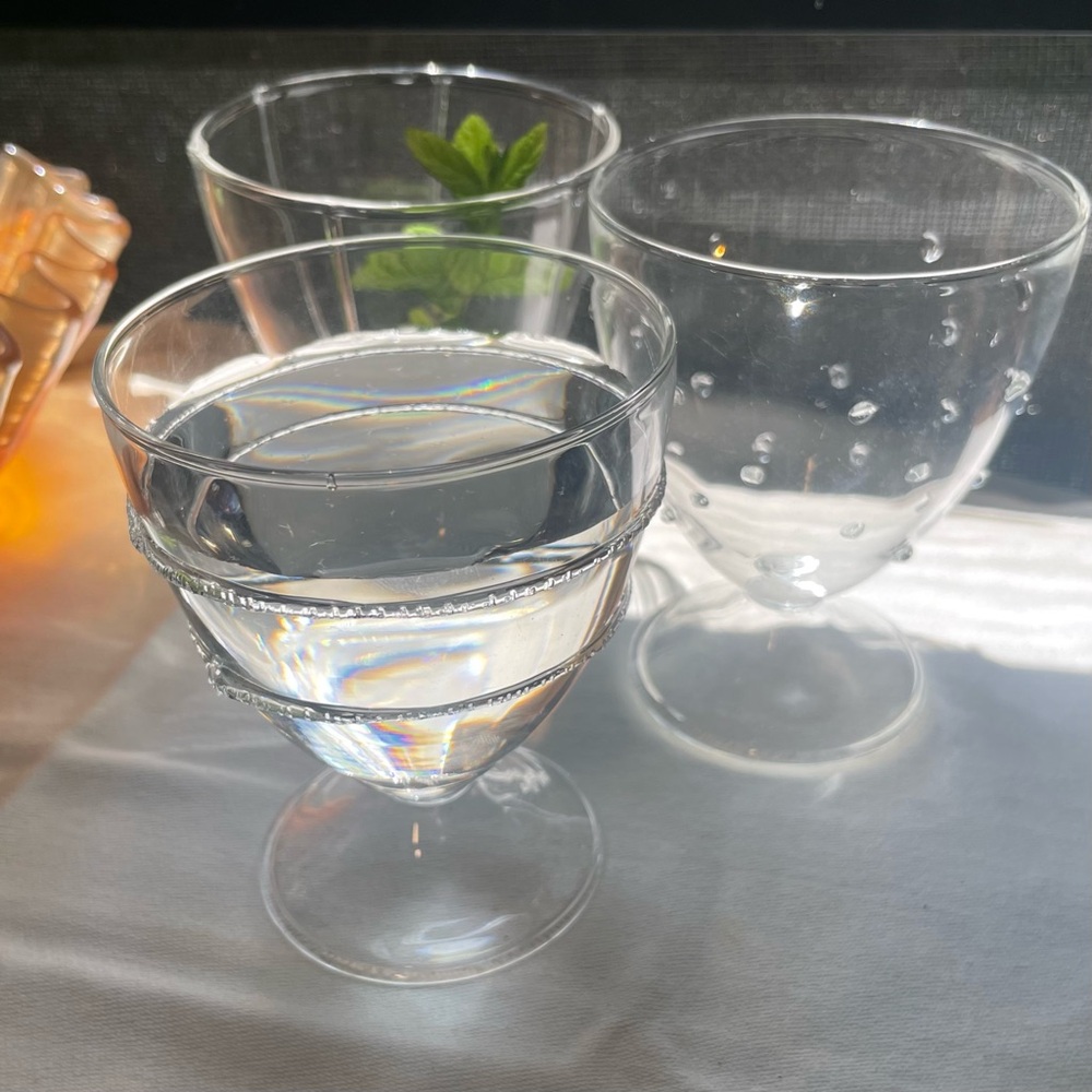 Artisan Made One-of-a-Kind Handblown Small Footed Glasses -  set of 3